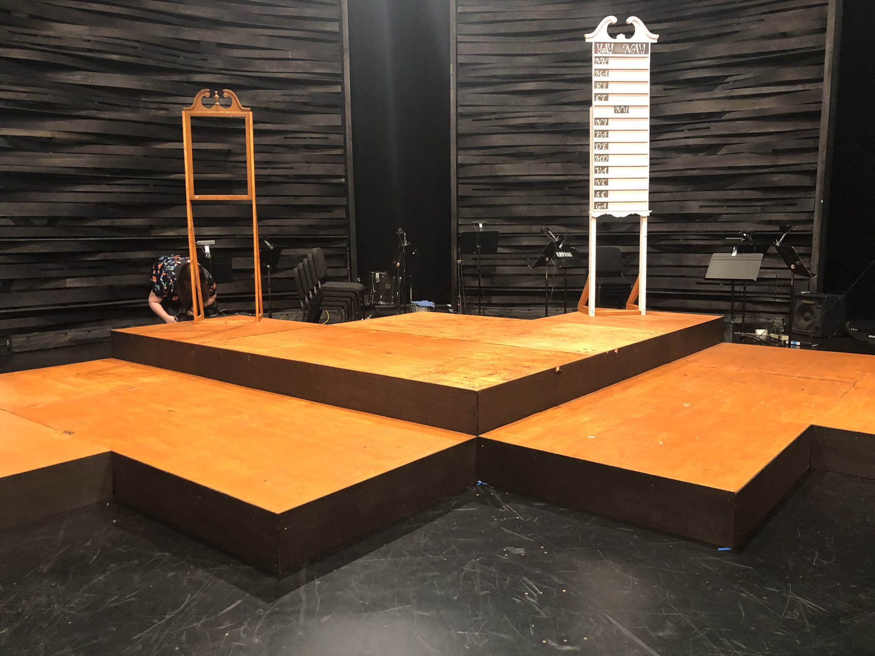 1776 — the bare stepped platform during load-in