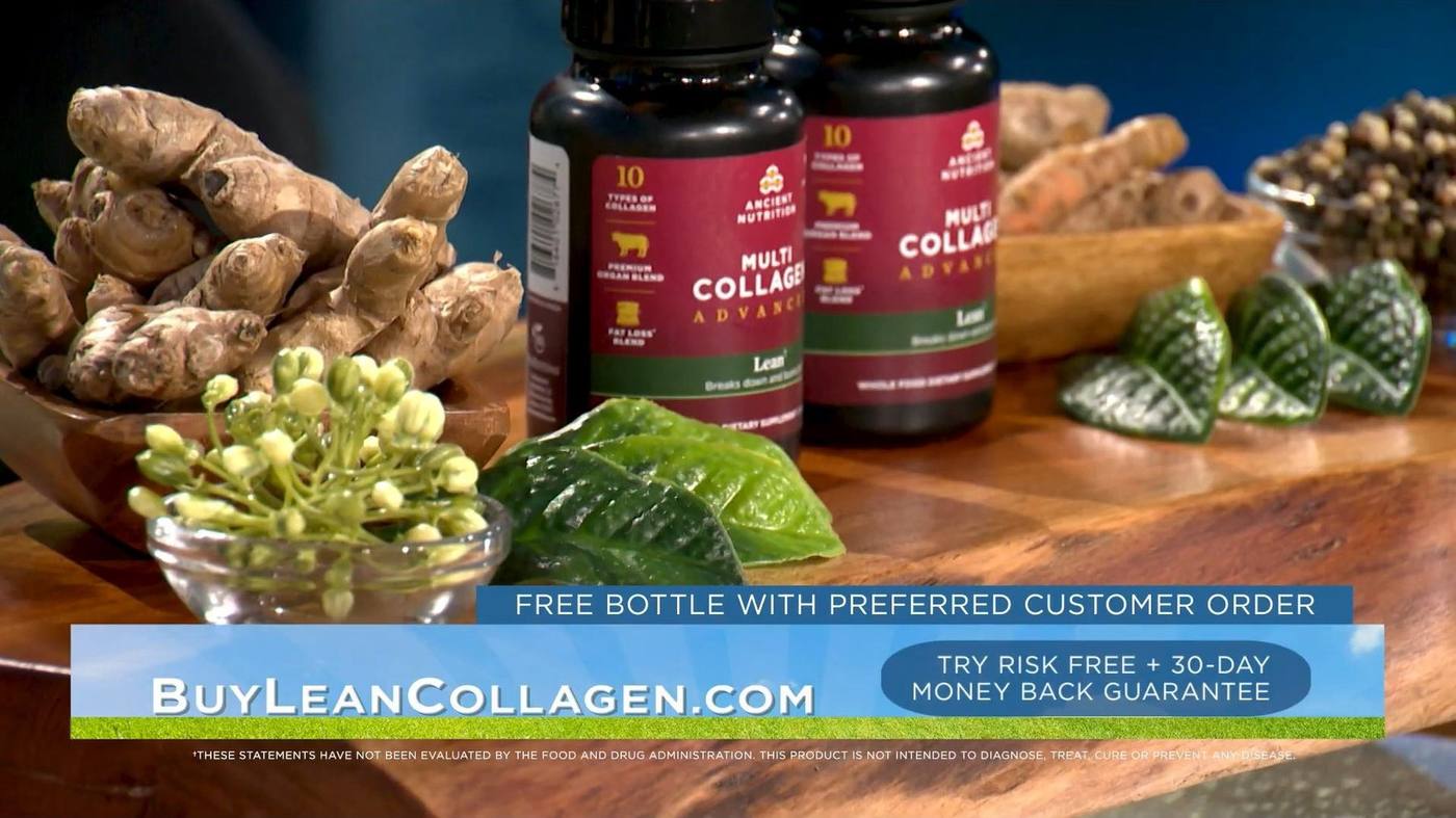 Multi Collagen bottles staged among ginger and botanicals