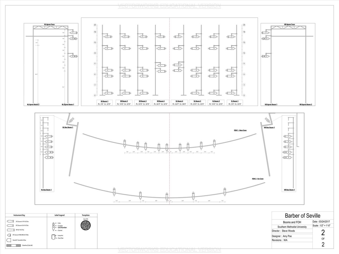 Barber of Seville light plot — booms and front of house
