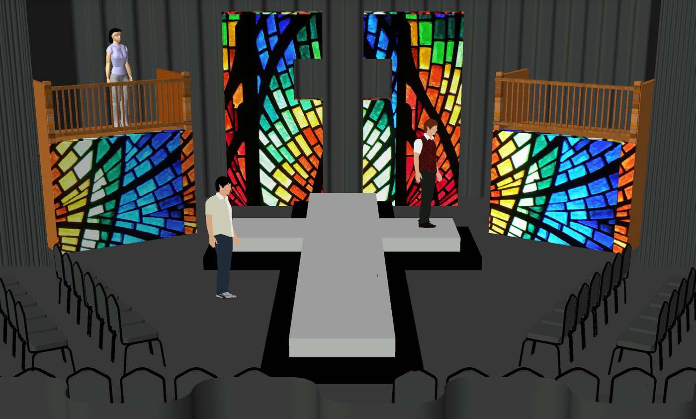 3D rendering — stained glass cool state