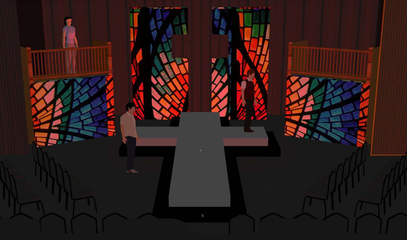 3D rendering — stained glass warm state