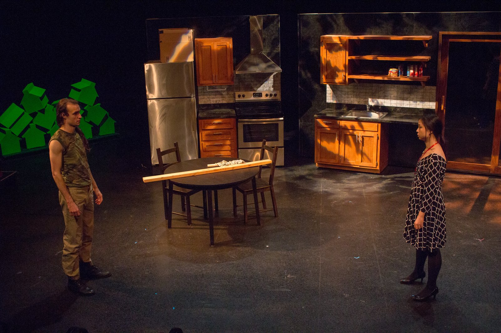 Bethany — the full set in performance, kitchen with the green monopoly houses