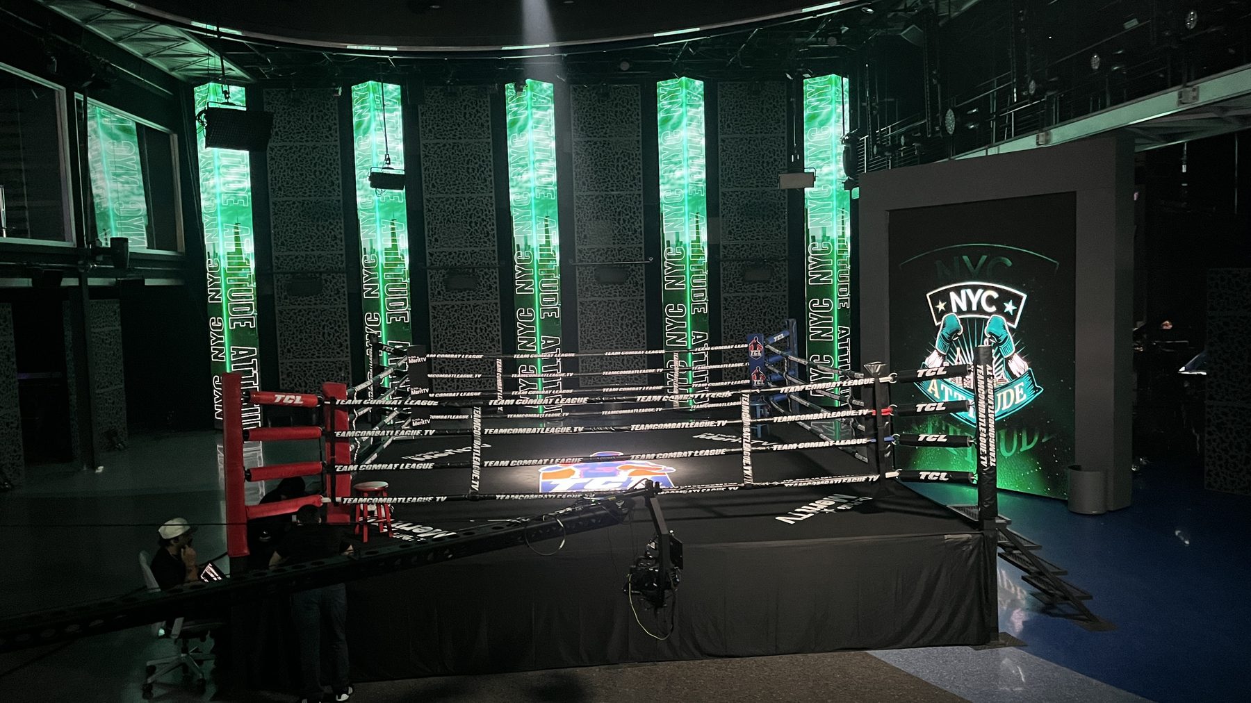 Team Boxing League — the ring set with NYC Attitude LED columns