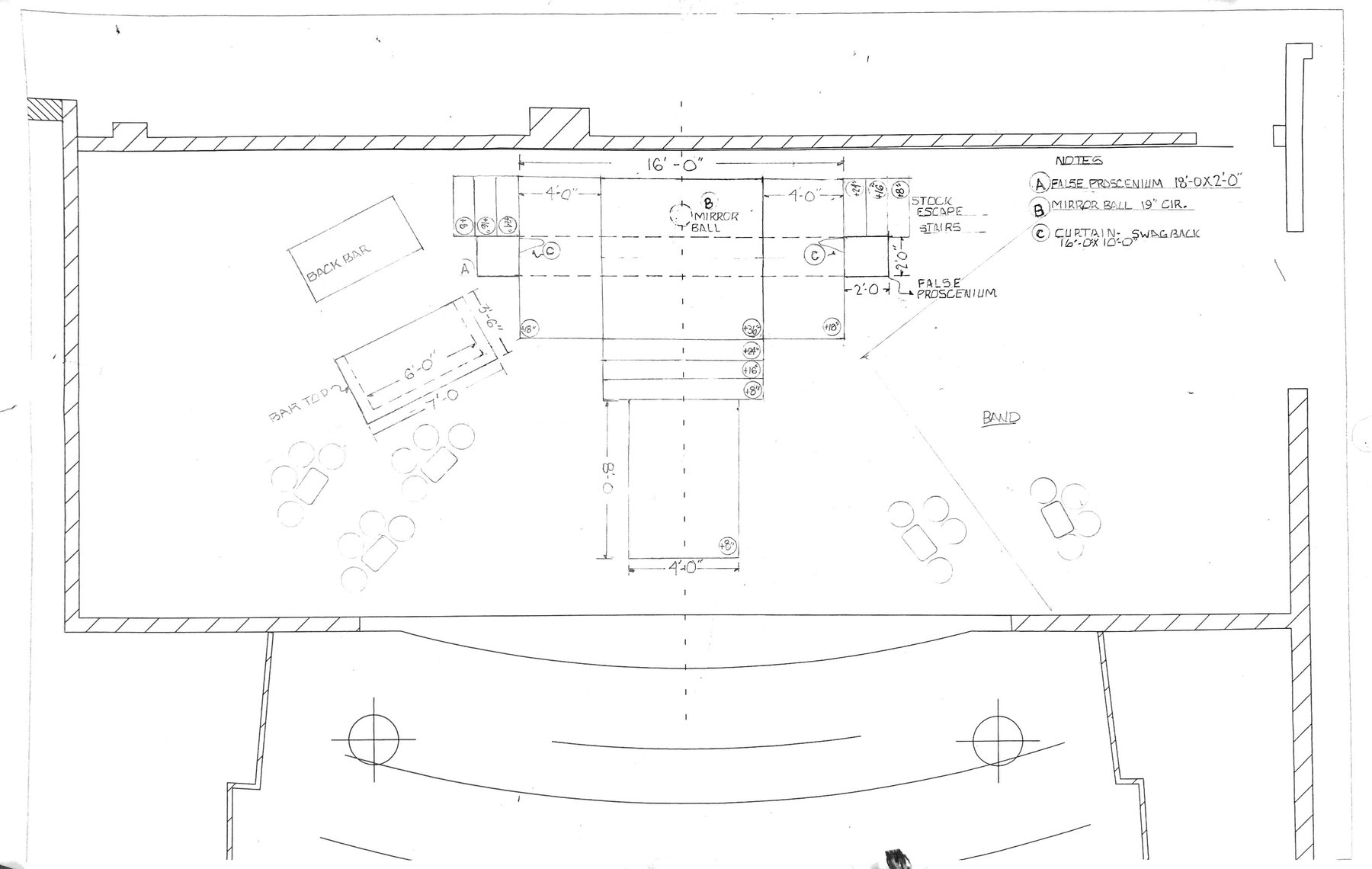 Cabaret — hand-drawn ground plan