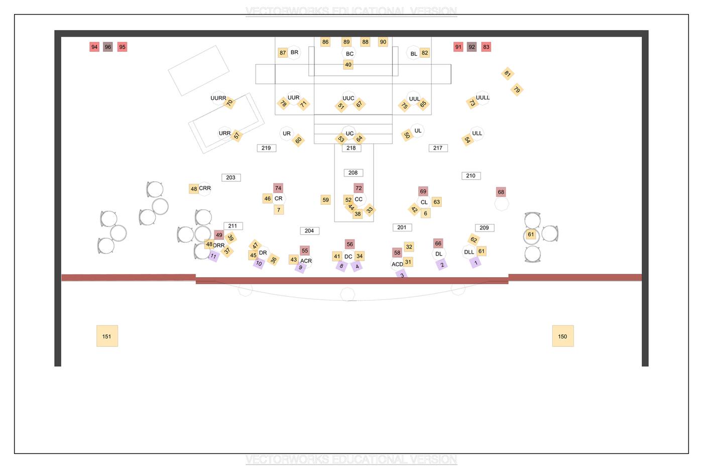Cabaret magic sheet — channel layout and color key