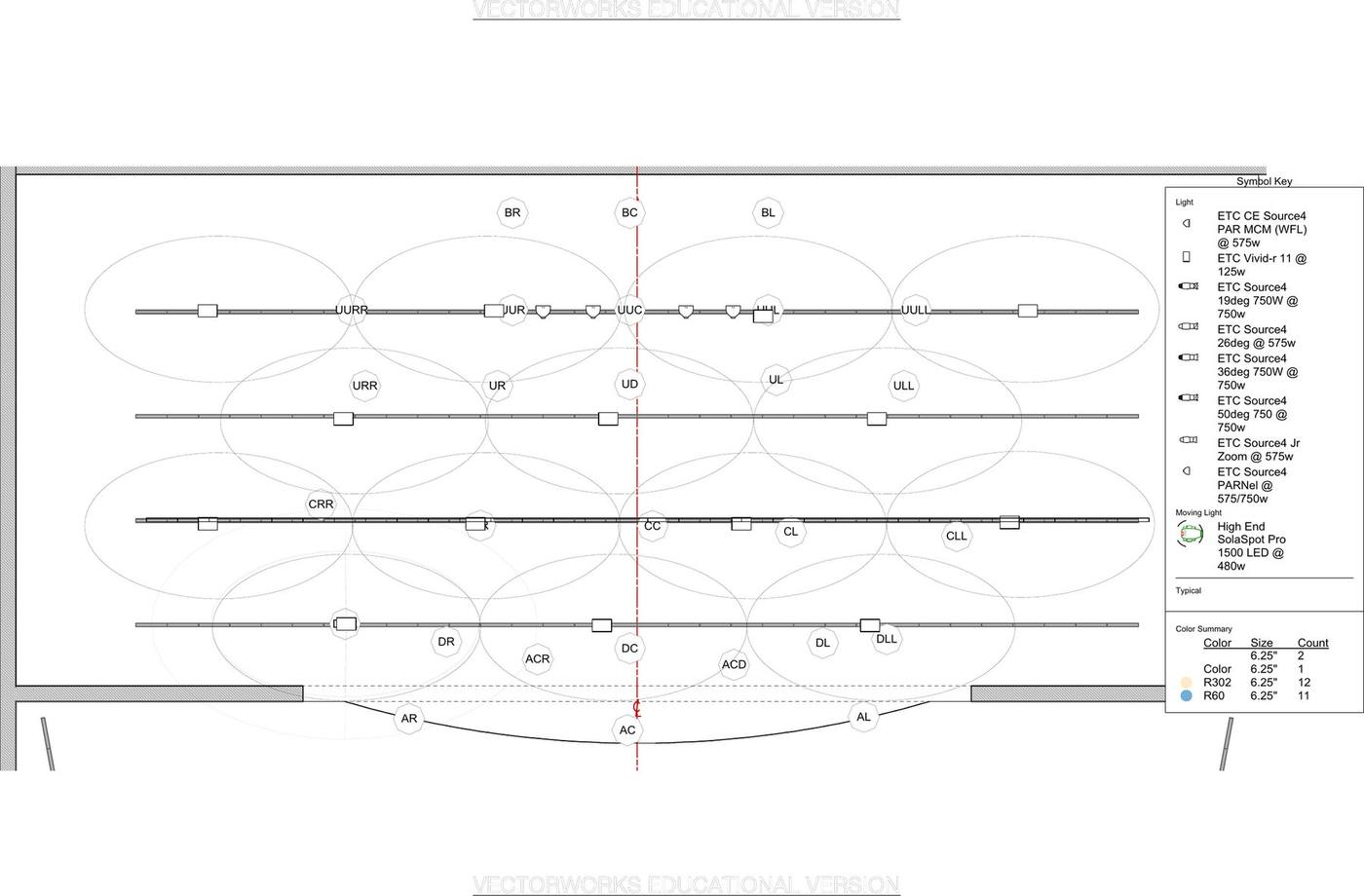 Cabaret light plot — LED and moving-light layout