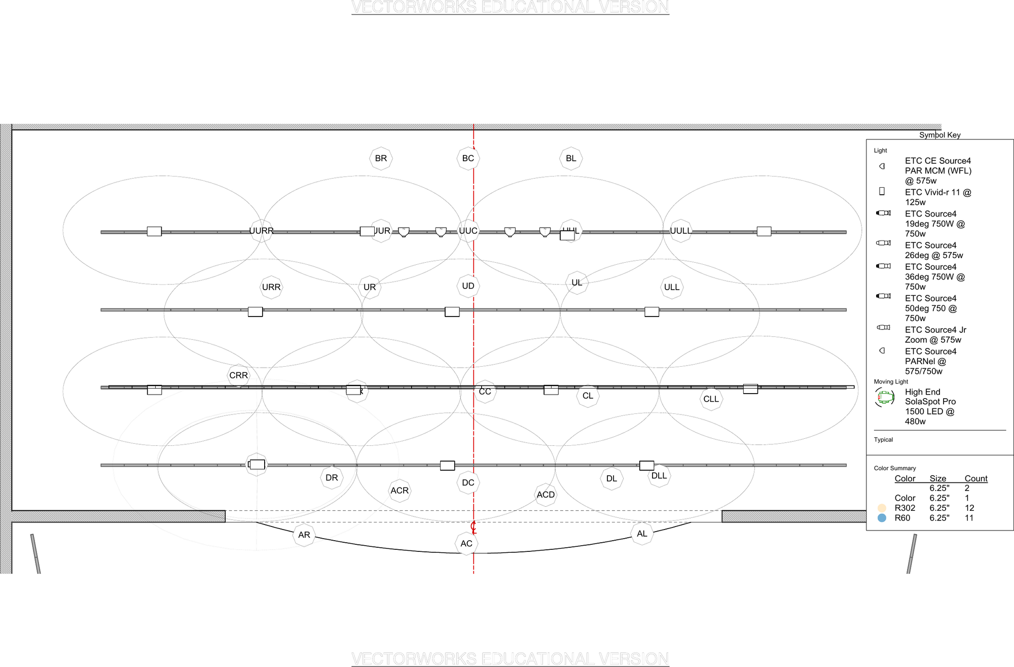Cabaret light plot — LED and moving-light layout