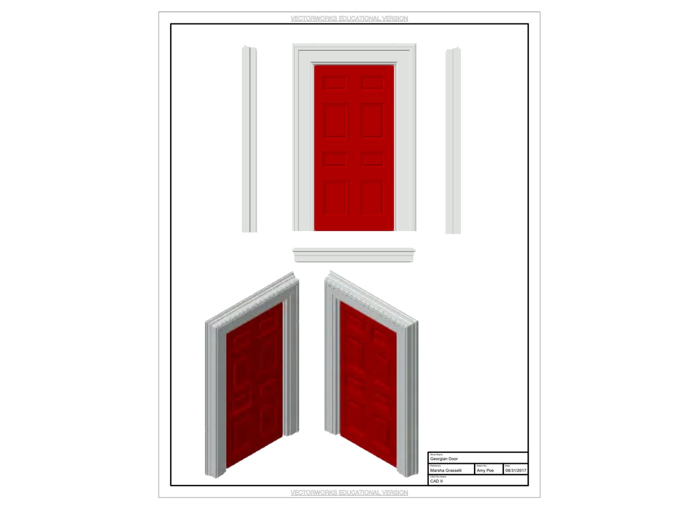 Georgian door — multi-view detail