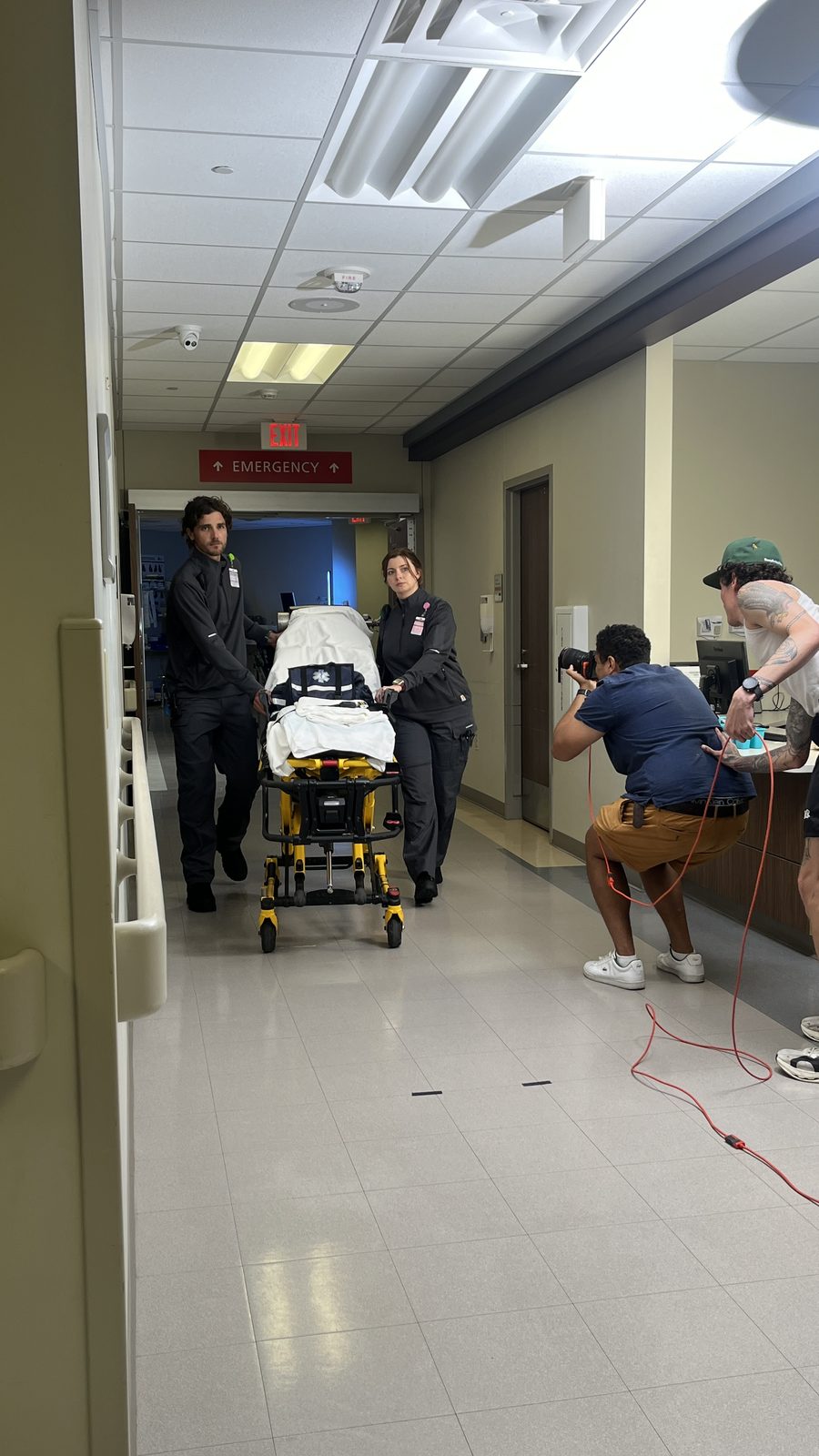 Shooting the ER corridor stretcher action
