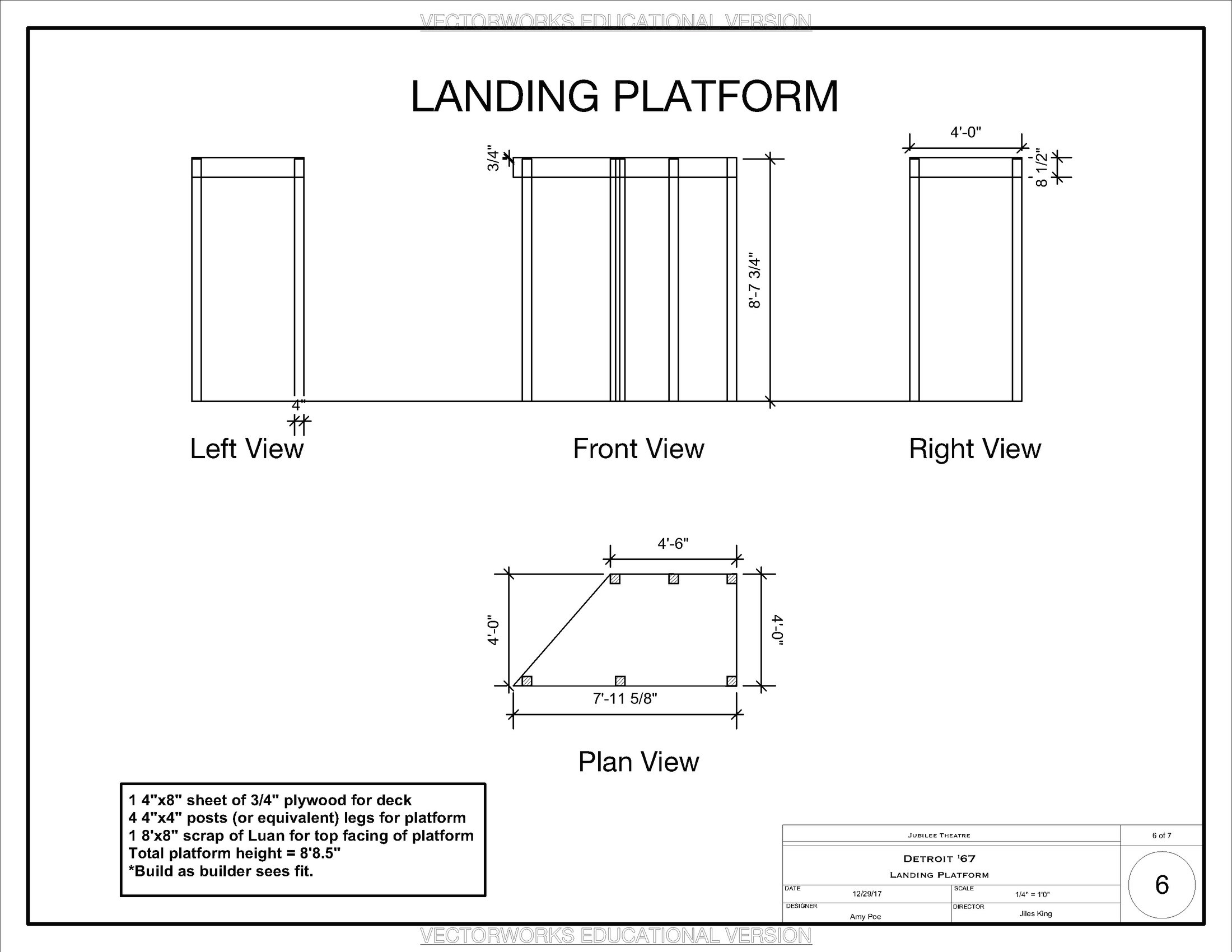 Landing platform — construction detail