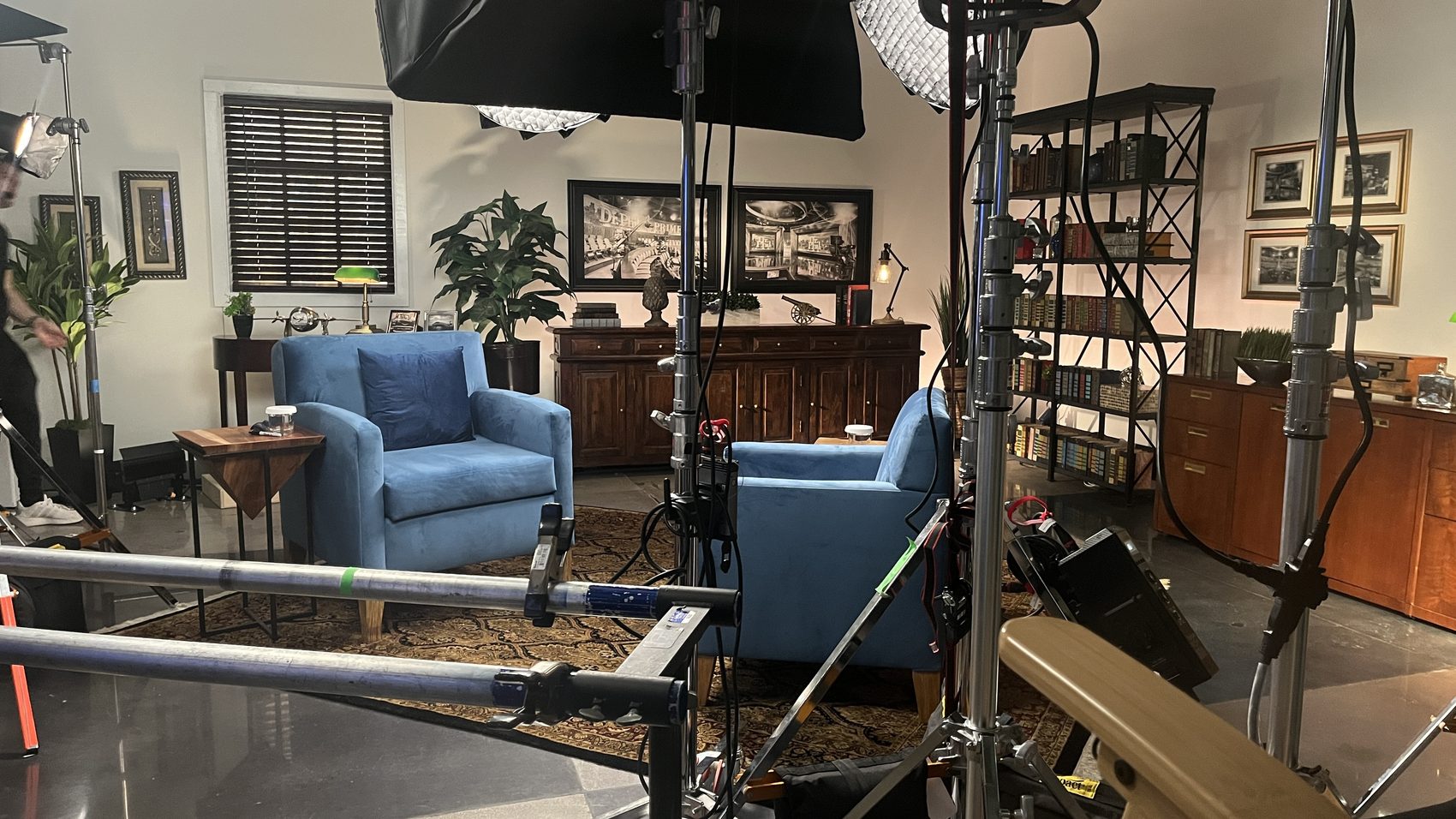 Set dressing and lighting — wide