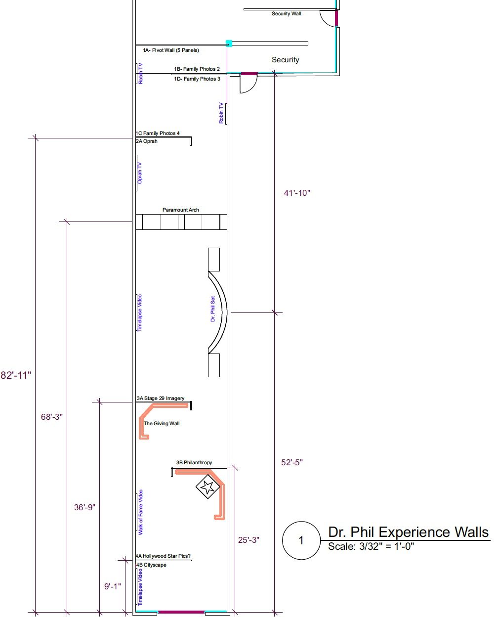 CAD plan — experience walls