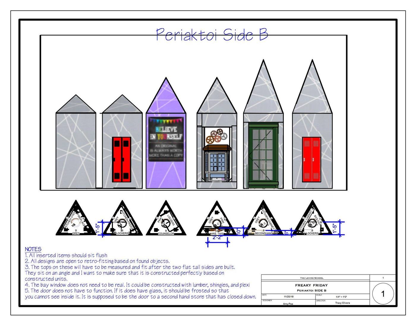 Periaktoi Side B — six unit elevations with bay window, doors, Believe in Yourself plate