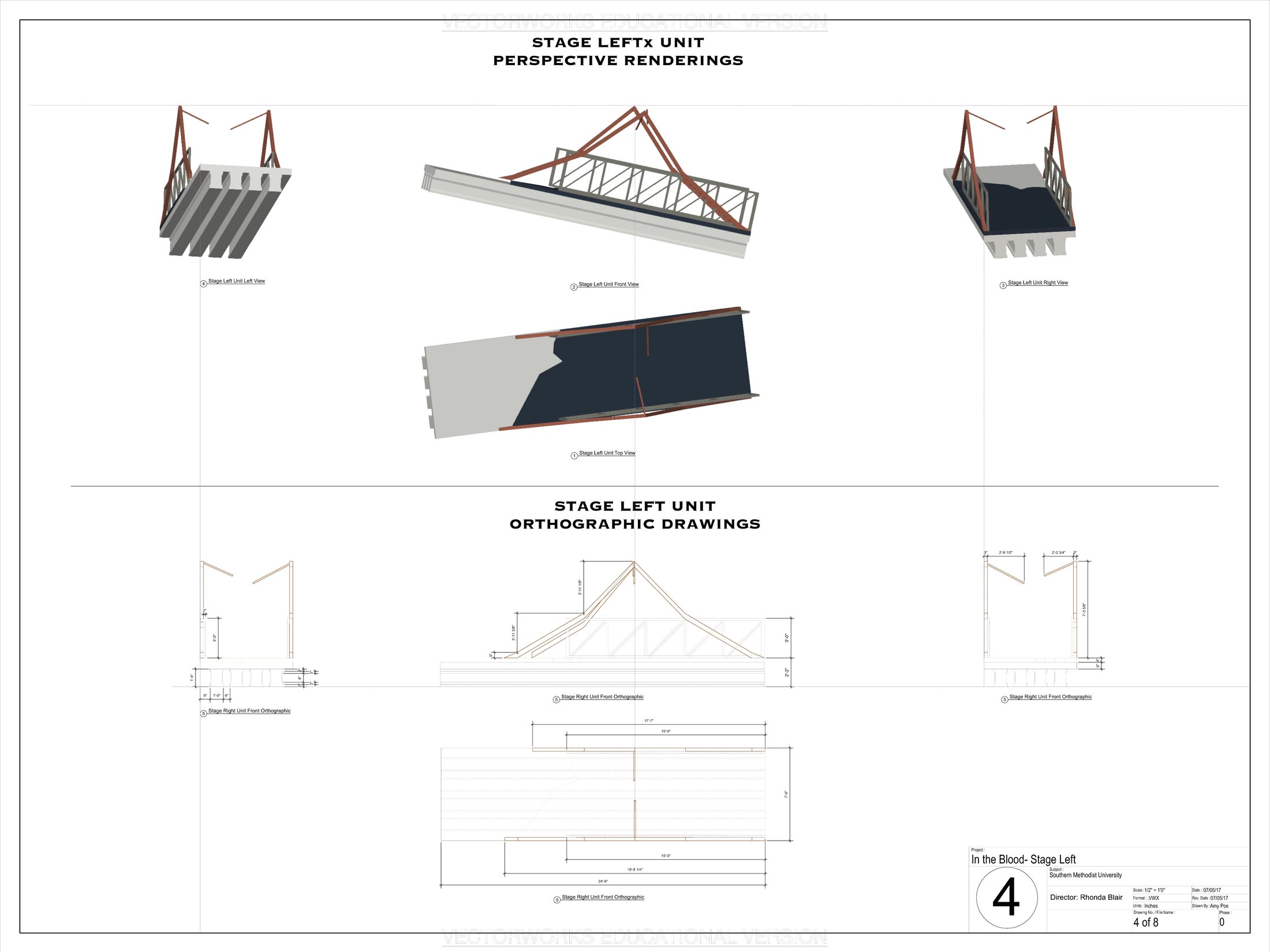 Stage left unit — renderings & orthographics
