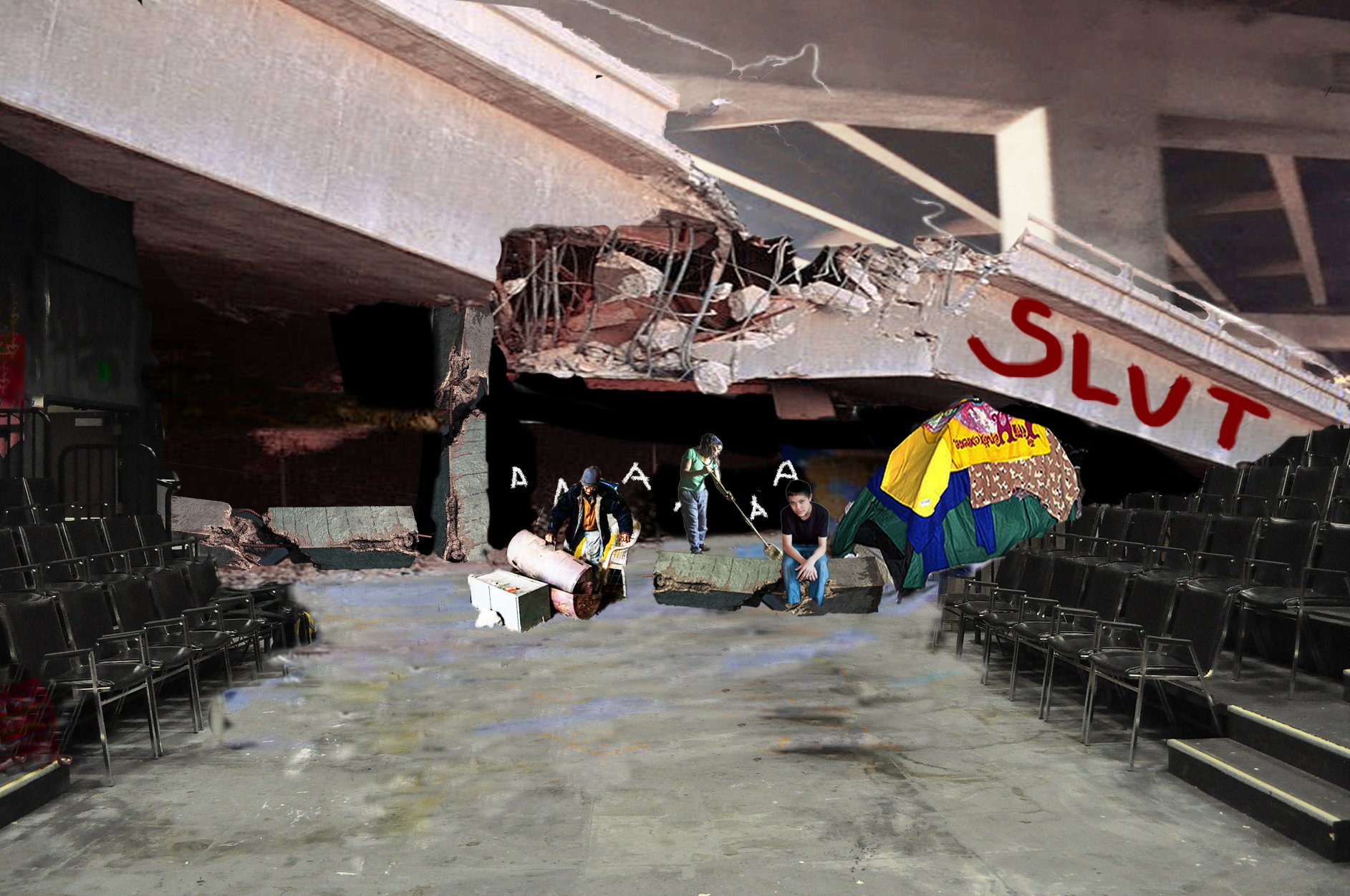 Concept rendering — collapsed overpass