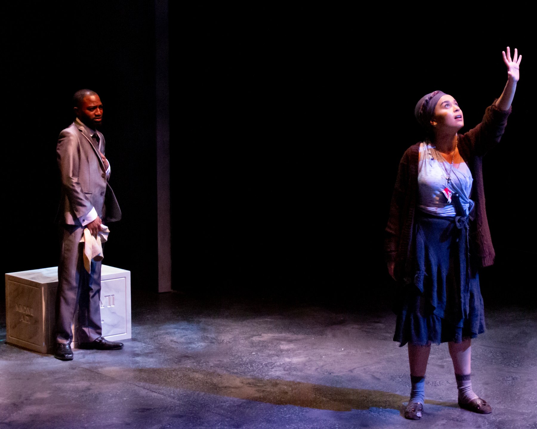 In the Blood — Hester and Reverend D in separate pools of light