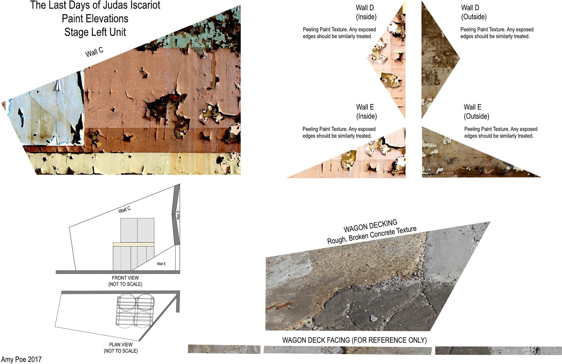 Paint elevation — Stage Left unit, Walls C, D and E with wagon decking