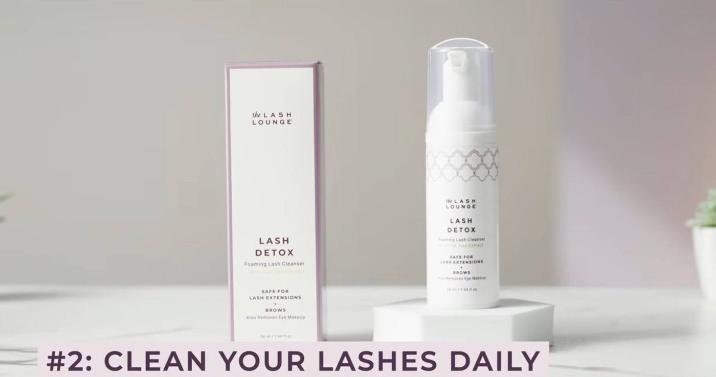 The Lash Lounge — Lash Detox foaming cleanser styled on a clean marble set