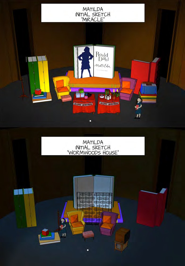 Initial scenic concept sketches