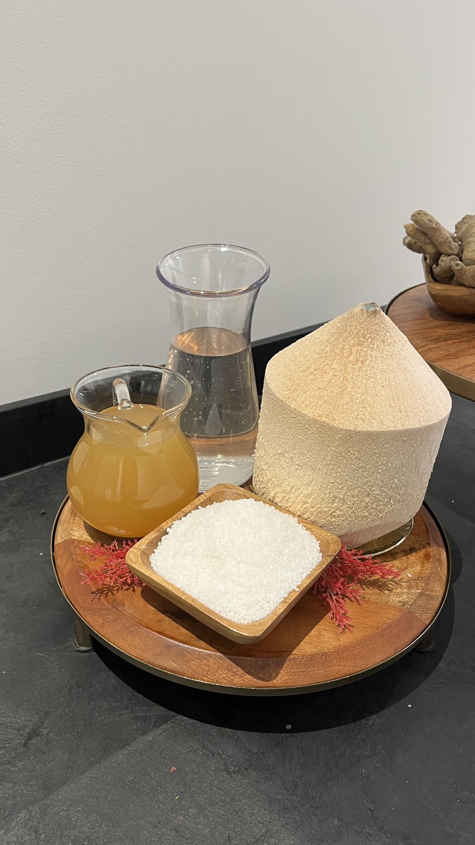 Styled vignette — coconut, salt and honey