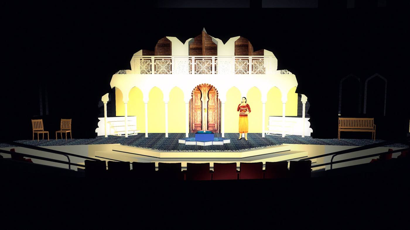 Much Ado About Nothing — OpenGL rendering of the Moorish courtyard set