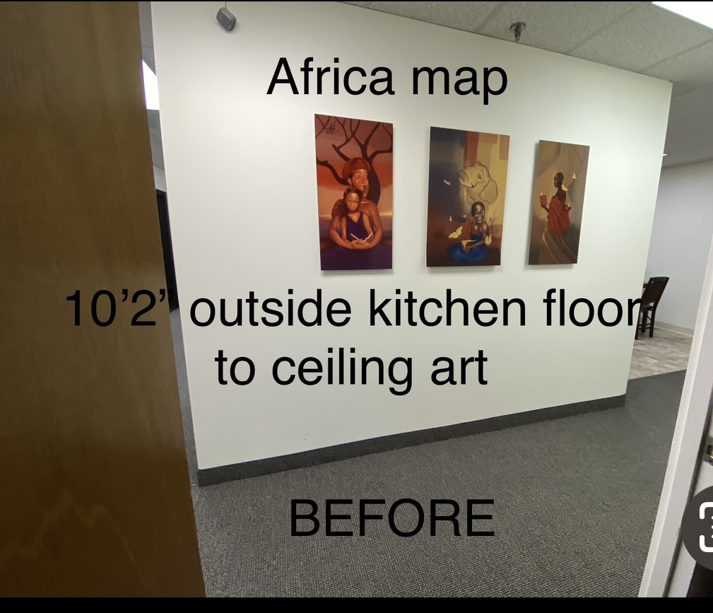 Before — Africa map wall with existing art