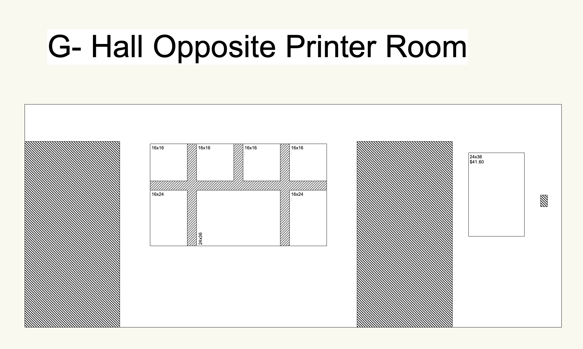 Layout plan — Hall opposite printer room, 8 photos