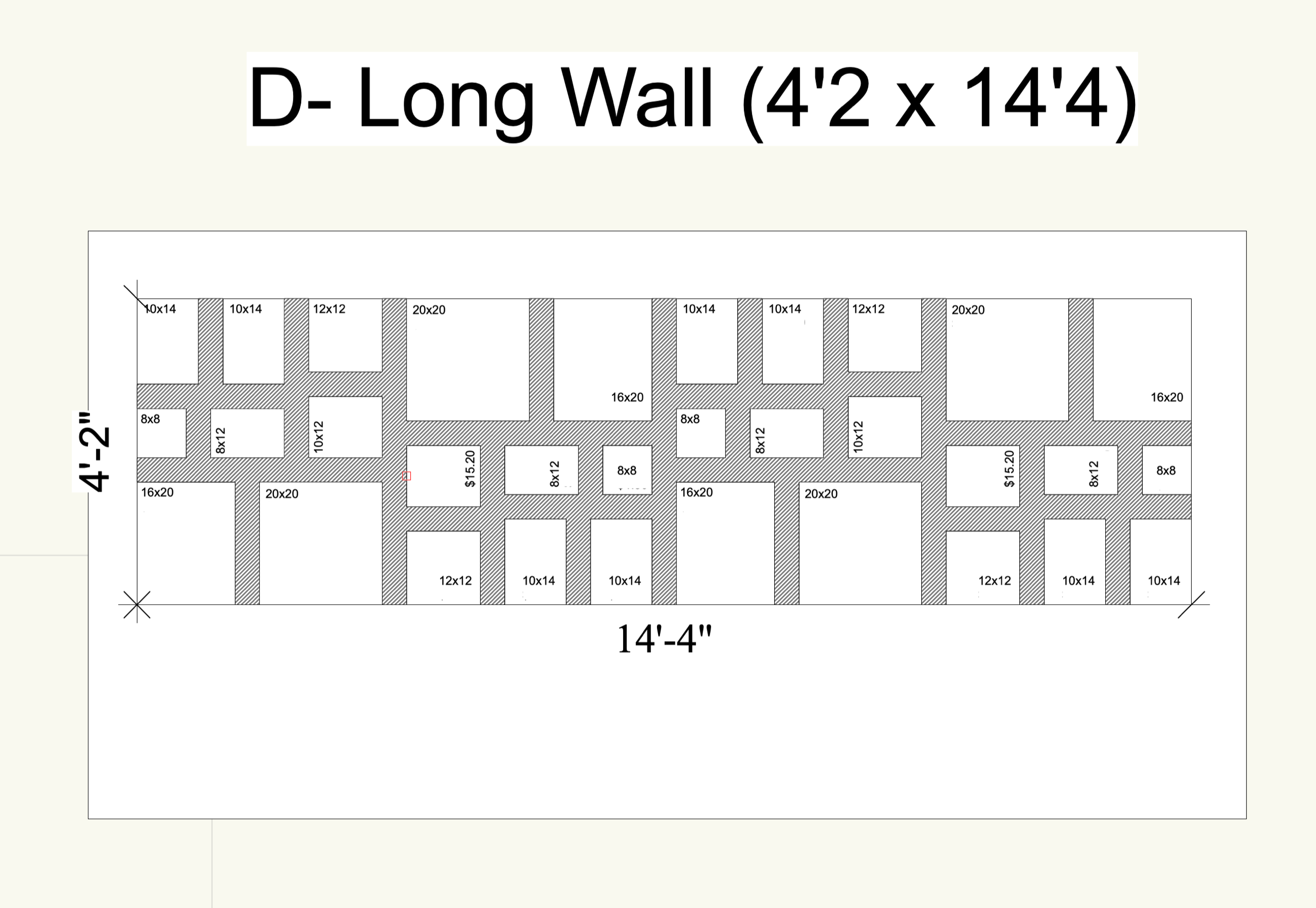 Layout plan — Long Wall, 4'2 x 14'4, 32 photos