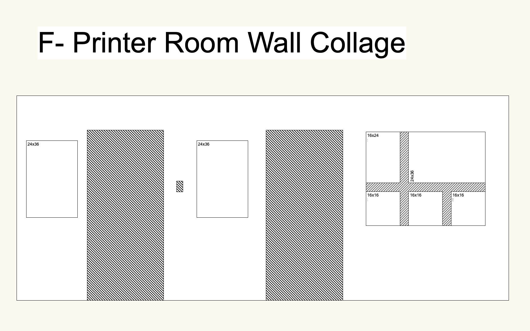 Layout plan — Printer Room wall collage, 7 photos