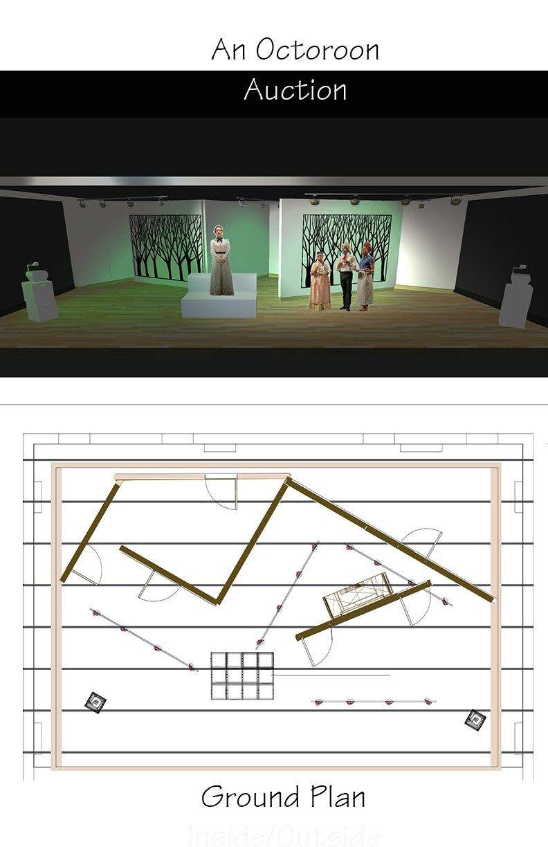 An Octoroon — Auction scene rendering with ground plan