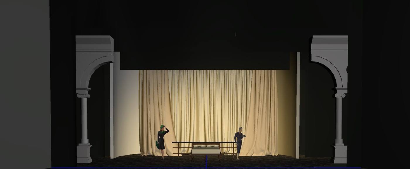 Concept sketch — hotel interior with full drape backdrop