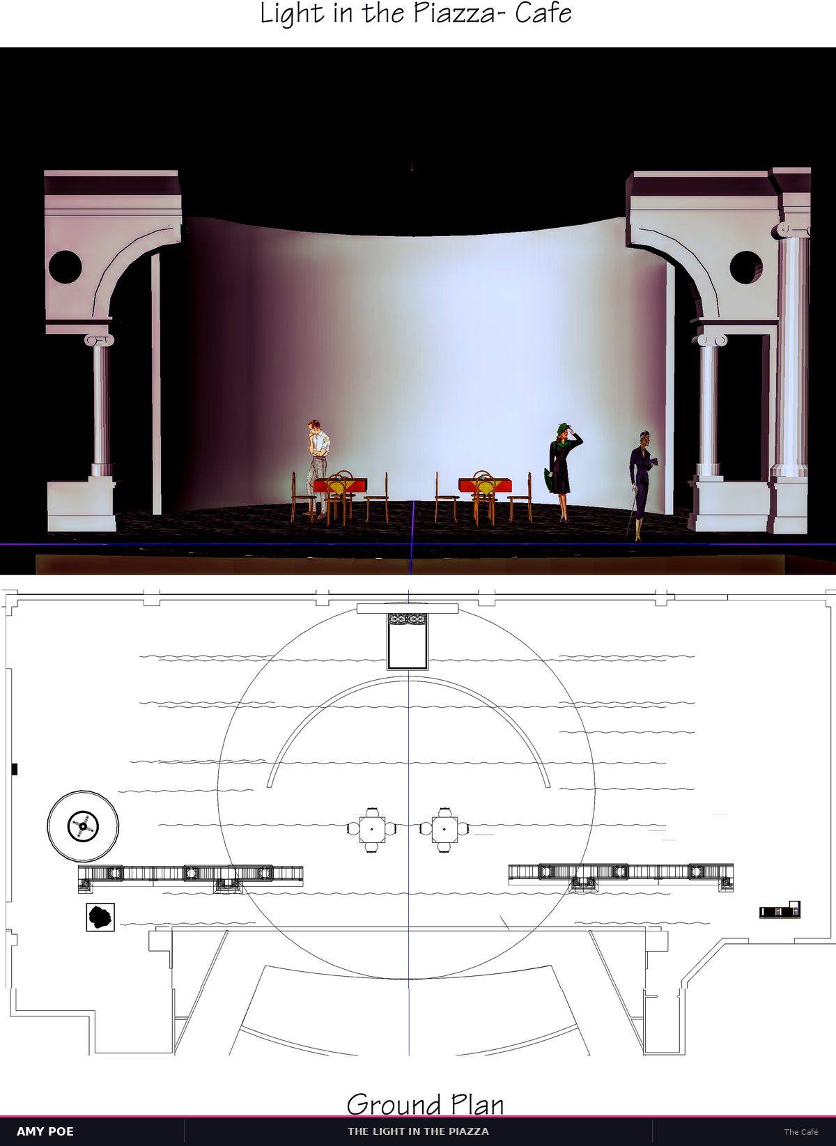 The Café — rendering and ground plan