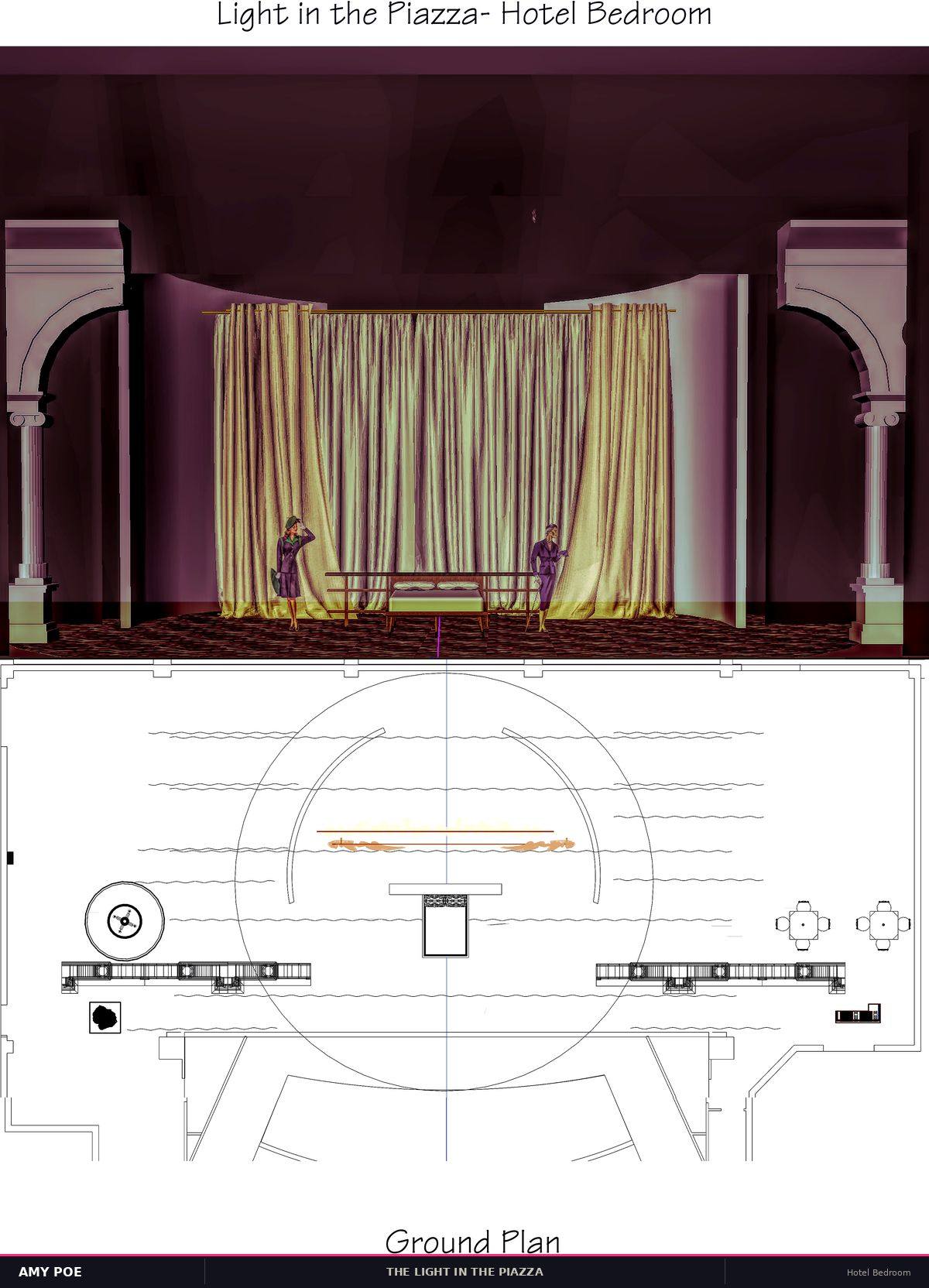 Hotel Bedroom — rendering and ground plan