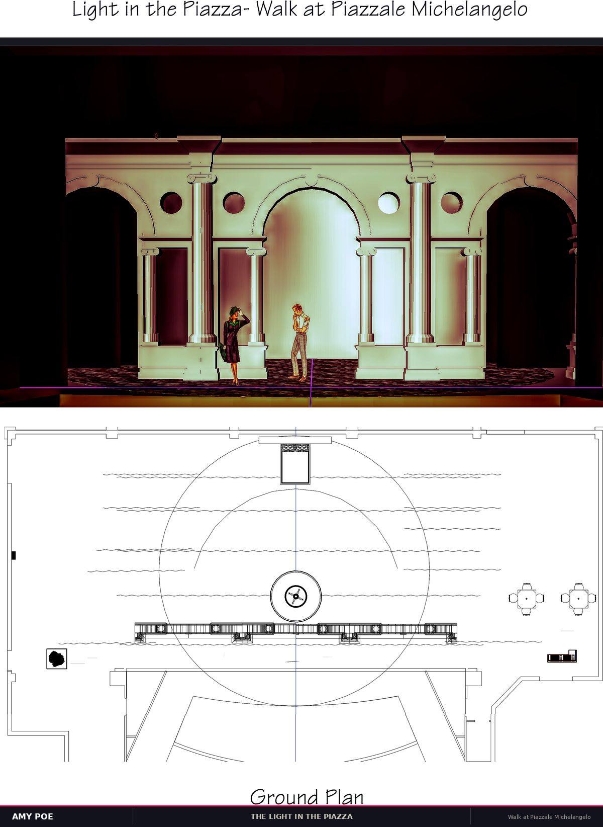 Walk at Piazzale Michelangelo — rendering and ground plan
