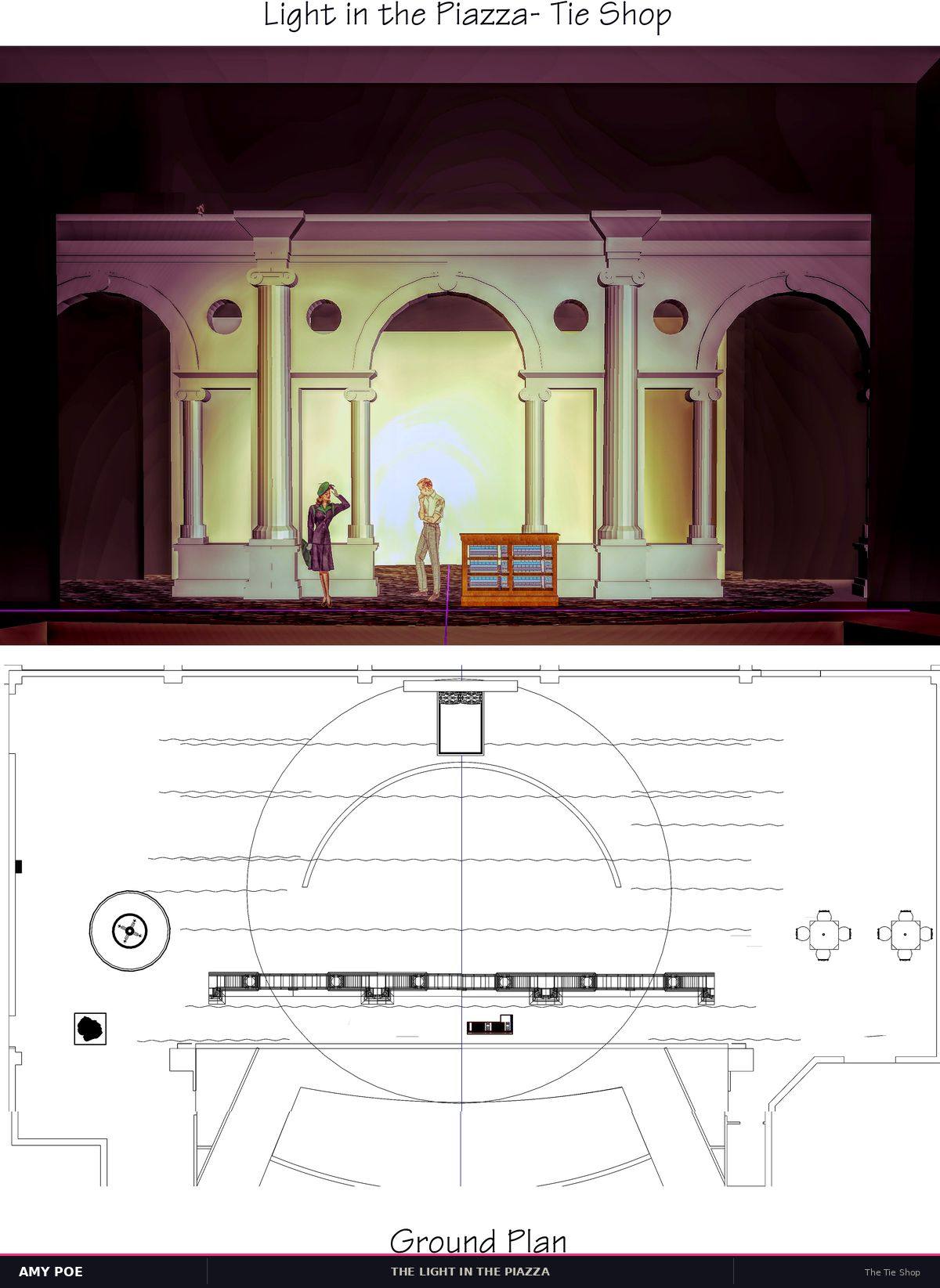 The Tie Shop — rendering and ground plan