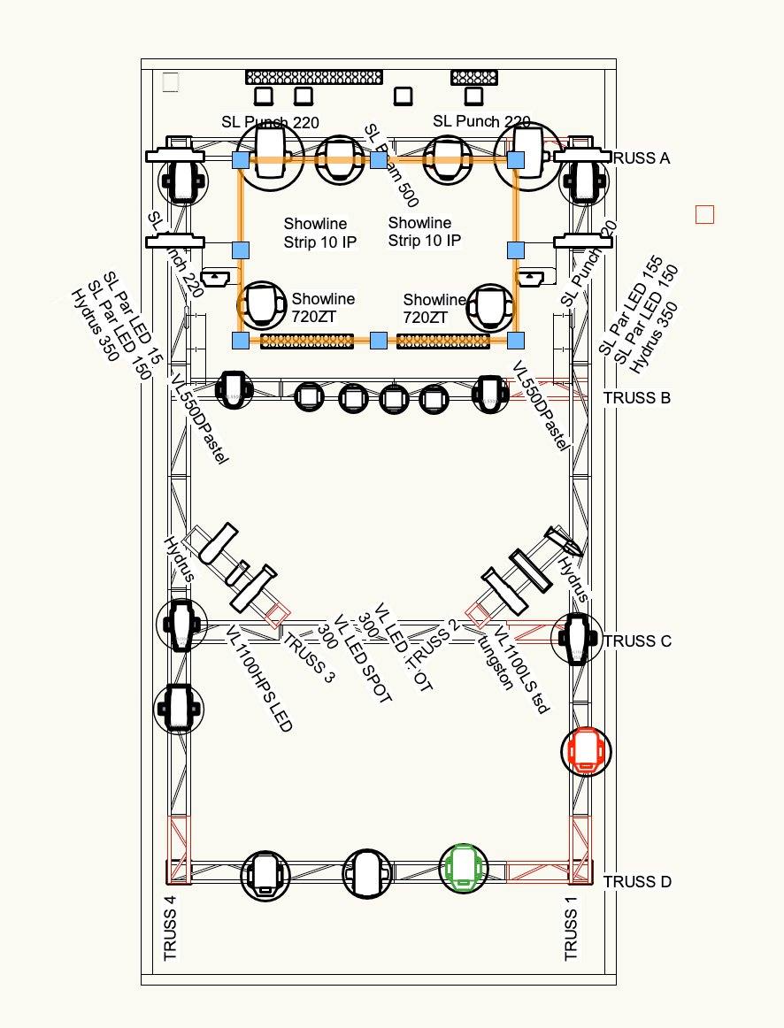 Vari-Lite Demo Room — Light Plot, Plan View