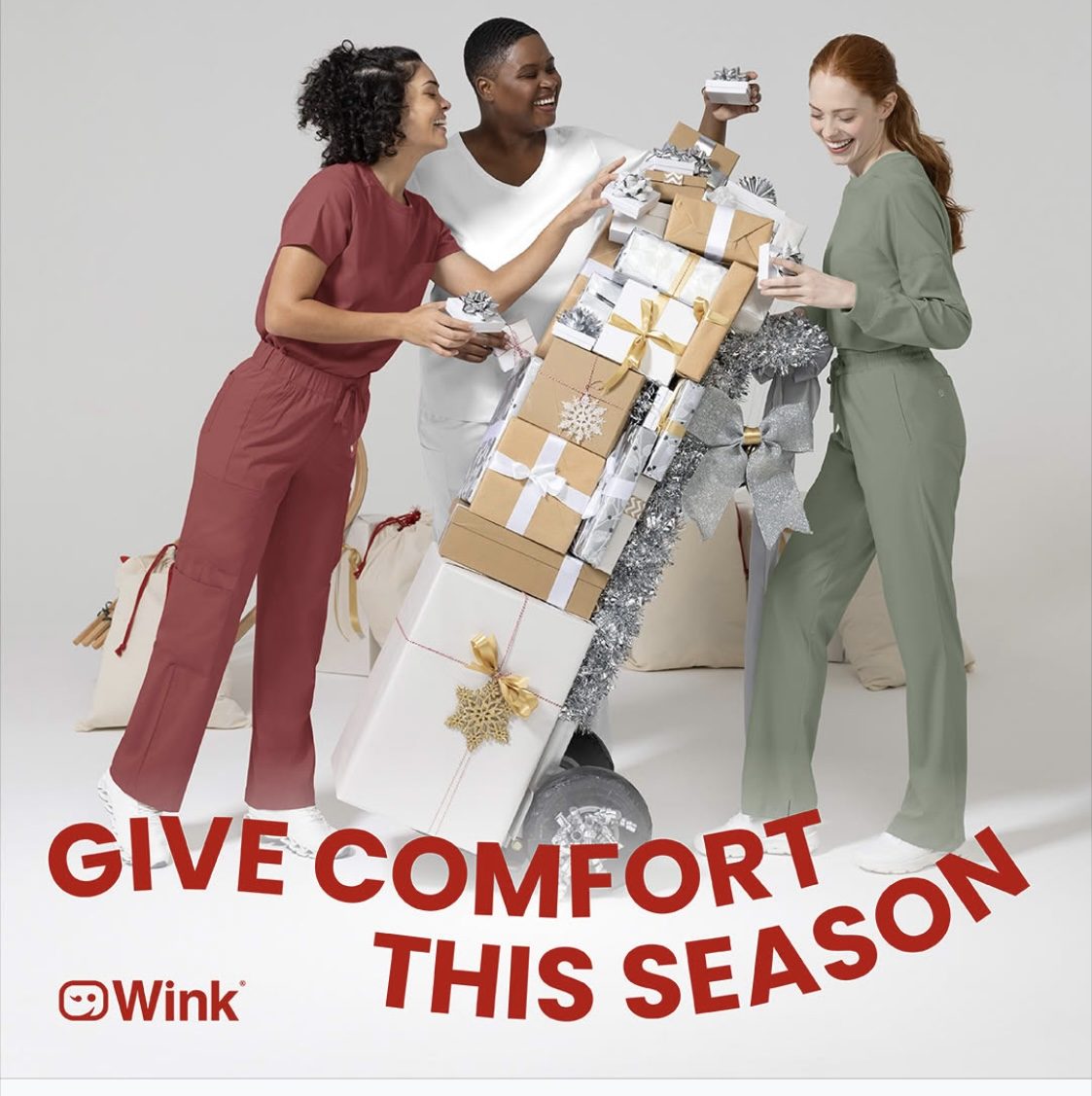 “Give Comfort This Season” — holiday gift stack